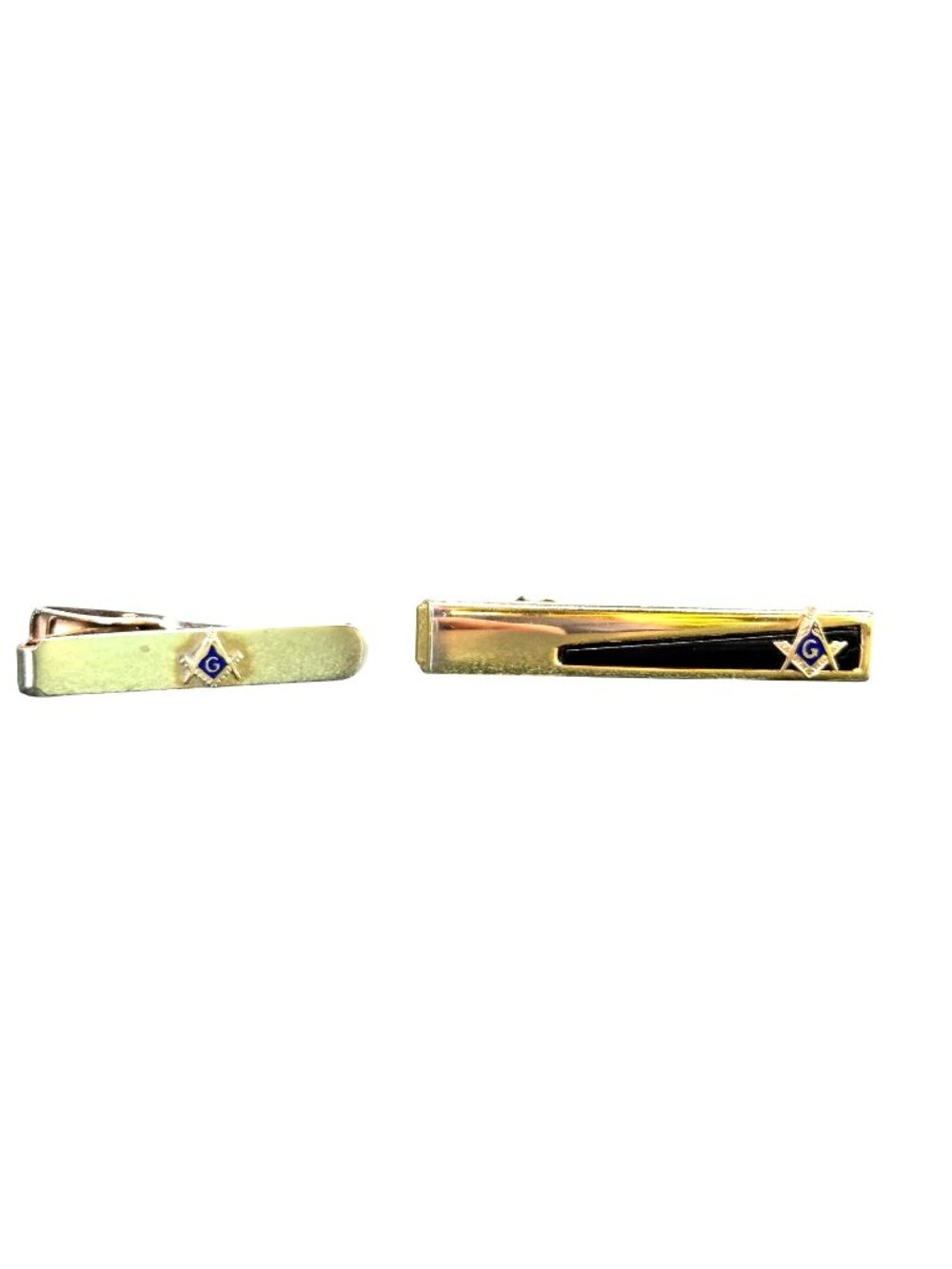 Vintage Foster Masonic Tie Clip Set Gold & Black Enameled  Design